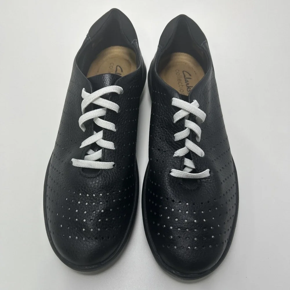 Clarks Collection Kayleigh Aster Black‎ Leather Sneaker Women's Size 11